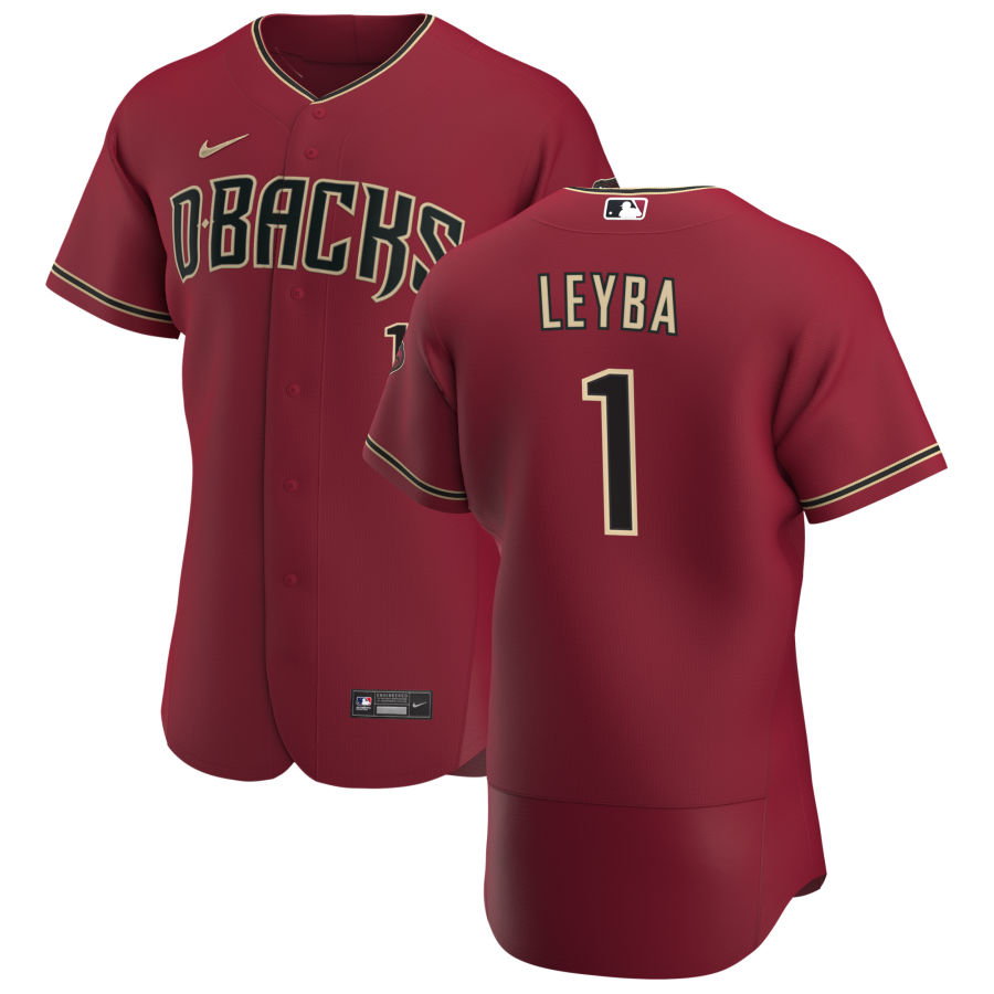 Arizona Diamondbacks #1 Domingo Leyba Men Nike Crimson Authentic Alternate Team MLB Jersey